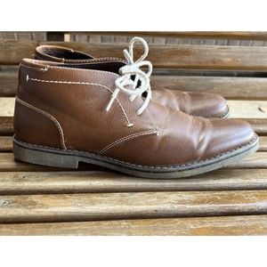 Sonoma Braydon Mens Sz 10 Chukka Boots Brown Faux Leather Casual Lace Up Shoes